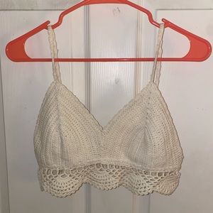 Cream & Charcoal Gray Bralettes/Crop Tops